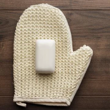 Bound bast with soap bar Stock Photos