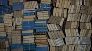 Bound Volumes Of Books In Storage Stock Footage