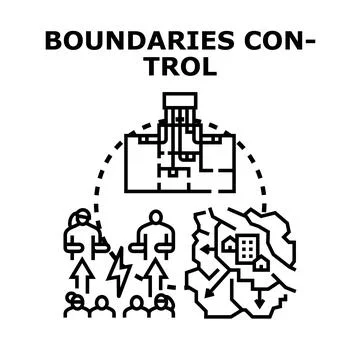 Boundaries control concept with people managing property and territory Stock Illustration