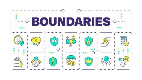 Boundaries word concept isolated on white Stock Illustration