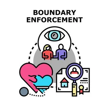 Boundary enforcement concept enforcing personal and relationship limits Stock Illustration