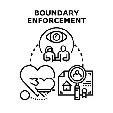 Boundary enforcement concept enforcing personal and relationship limits Stock Illustration