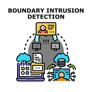 Boundary intrusion detection identifying unauthorized network access Stock Illustration