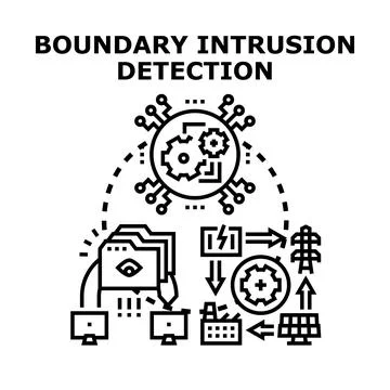 Boundary intrusion detection protecting digital systems security concept Stock Illustration