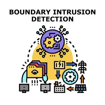 Boundary intrusion detection protecting digital systems security concept Stock Illustration