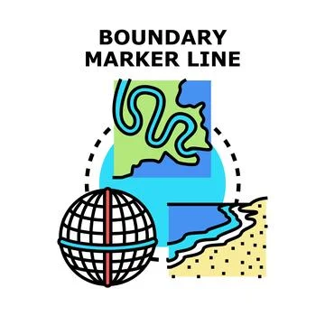 Boundary marker line global map dividing concept Stock Illustration