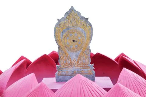 Boundary marker in lotus leaf at wat muang,thailand Photos