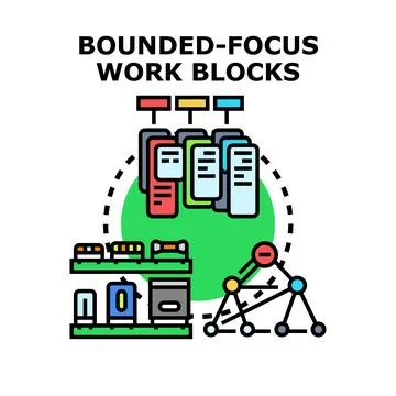 Bounded focus work blocks and concept visualization Ilustração Stock