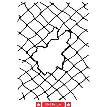 Boundless Imagination  Dynamic Net Fence Vector Silhouettes for Designers Stock Illustration