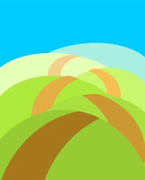 Boundless meadows with path. Summer landscape. Vector illustration 스톡 일러스트
