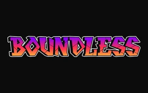 Boundless word trippy psychedelic graffiti style letters. Vector hand drawn d Illustrazione stock