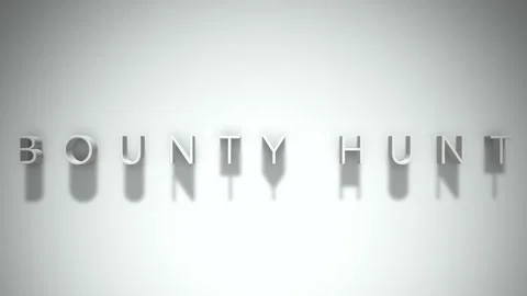 Bounty hunt 3D title animation with shadows on a white background Stock Footage 297797191