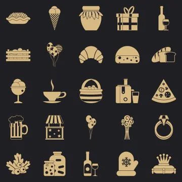 Bounty icons set, simple style Stock Illustration