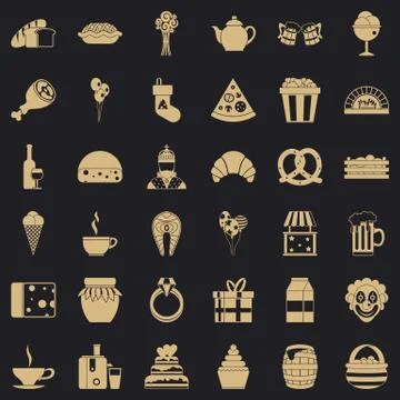 Bounty icons set, simple style Stock Illustration