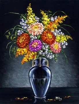 Bouquet of asters Stock Illustration