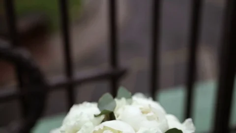 Bouquet on balcony Video stock 72717058