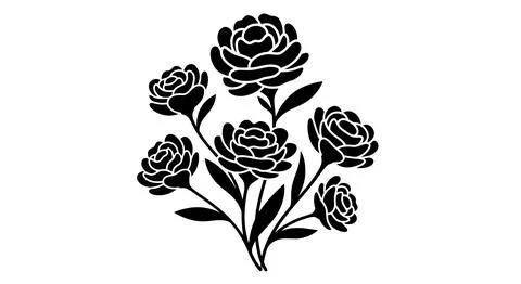 A bouquet of black roses on a stem Stock Illustration