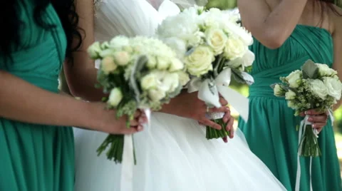 Bouquet in bride's hands Stock Footage