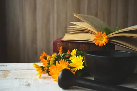 Bouquet of calendula Stock Photos