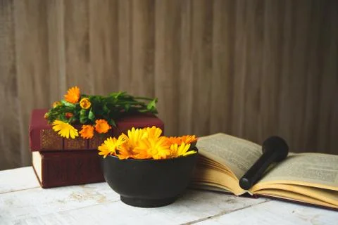 Bouquet of calendula Stock Photos