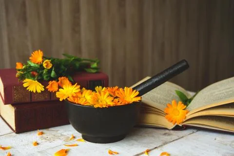 Bouquet of calendula Stock Photos