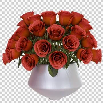A bouquet of deep red roses in a simple white vase Ilustración de archivo