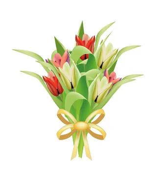 Bouquet of different tulips Stock Illustration