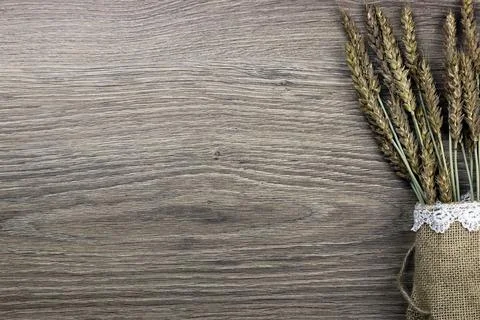 Bouquet of ears of rye on canvas Stock Photos