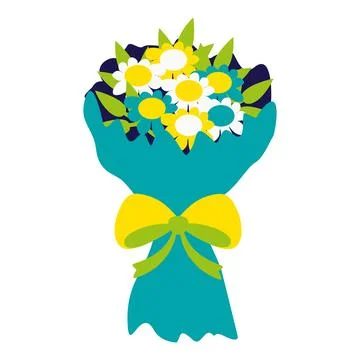 Bouquet of flowers in Flat style. Vector Cartoon illustration in trendy color Stock Illustration