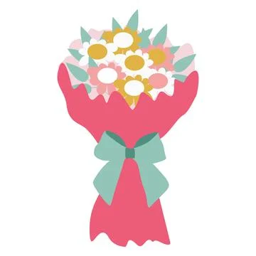 Bouquet of flowers. Flat Style Vector illustration isolated on white. Floral  Stock Illustration