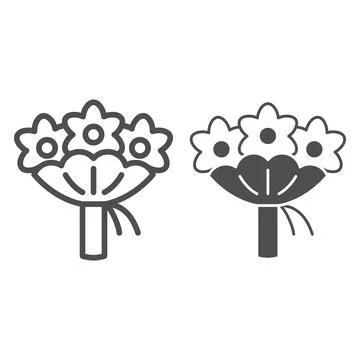 Bouquet of flowers line and solid icon, 8 March concept, flowers congratulation Stockillustratie