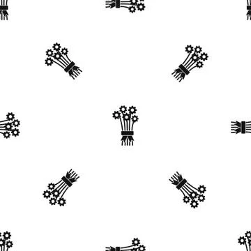 Bouquet of flowers pattern seamless black Illustrazione stock