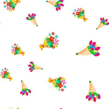 Bouquet Of Flowers Seamless Pattern Vector. Floal Cute Graphic Texture. Textile Illustrazione stock