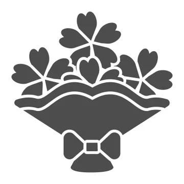 Bouquet with flowers solid icon. Romantic flower present illustration isolated Stock Illustration