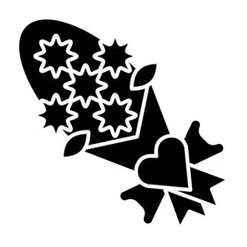 Bouquet of flowers solid icon. Wedding bouquet vector illustration isolated on Stockillustratie