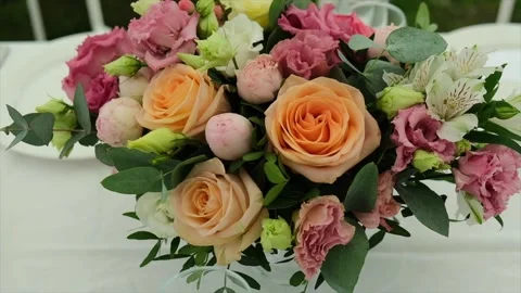 A bouquet of flowers on a table Stock Footage 153212892