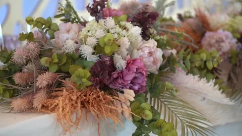 Bouquet of flowers on the wedding table 動画素材 199785844