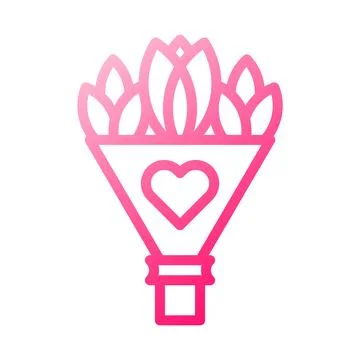 Bouquet icon gradient red style valentine illustration vector element and s.. Stock Illustration