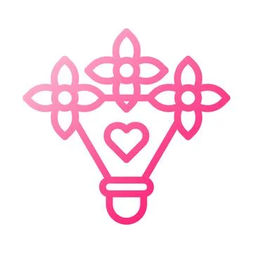 Bouquet icon gradient red style valentine illustration vector element and s.. Stock Illustration