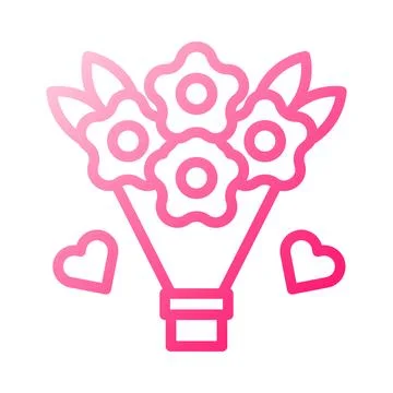 Bouquet icon gradient red style valentine illustration vector element and s.. Illustrazione stock