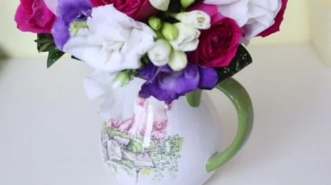 The bouquet in the kitchen with the jade Stock Footage 63254278