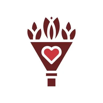 Bouquet love icon solid brown red style valentine illustration symbol perfect イラスト素材