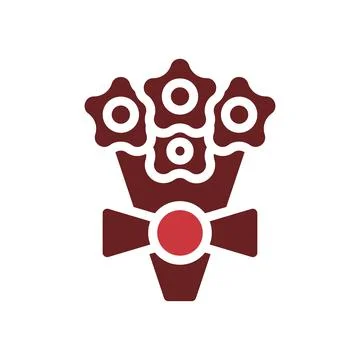 Bouquet love icon solid brown red style valentine illustration symbol perfect イラスト素材