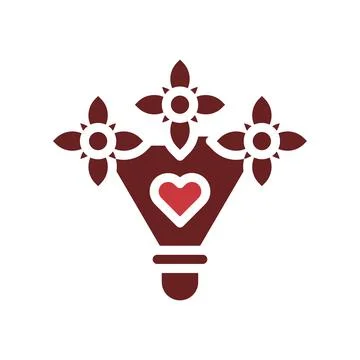 Bouquet love icon solid brown red style valentine illustration symbol perfect イラスト素材