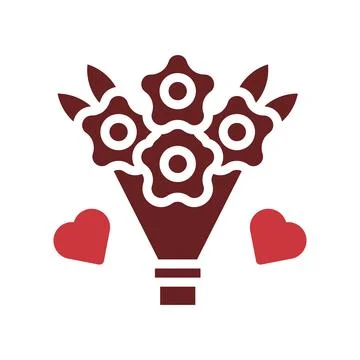 Bouquet love icon solid brown red style valentine illustration symbol perfect イラスト素材