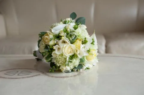 Bouquet on a marble table Stock Photos