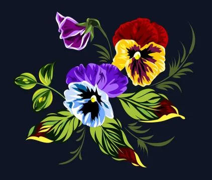 A bouquet of pansy Stock Illustration