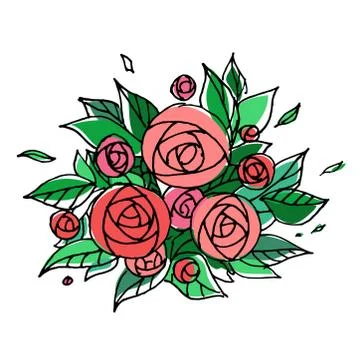 Bouquet of peonies Stock Illustration