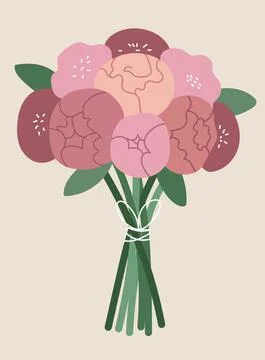 Bouquet of pink ranunculus . イラスト素材