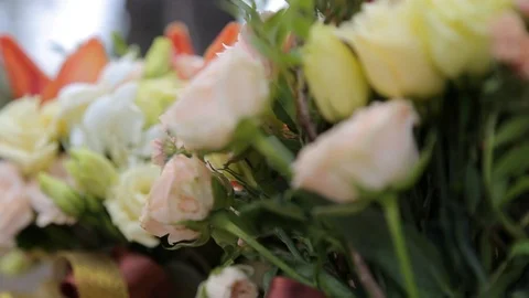 Bouquet of pink roses in transparent 스톡 동영상 123700858